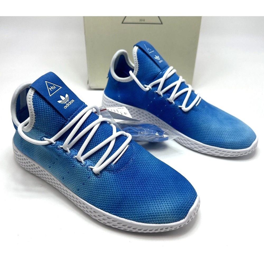 adidas Pharrell x Tennis Shoes Men 6.5 Women 8 Hu Holi Bright Blue Flyknit Fit - Picture 3 of 8